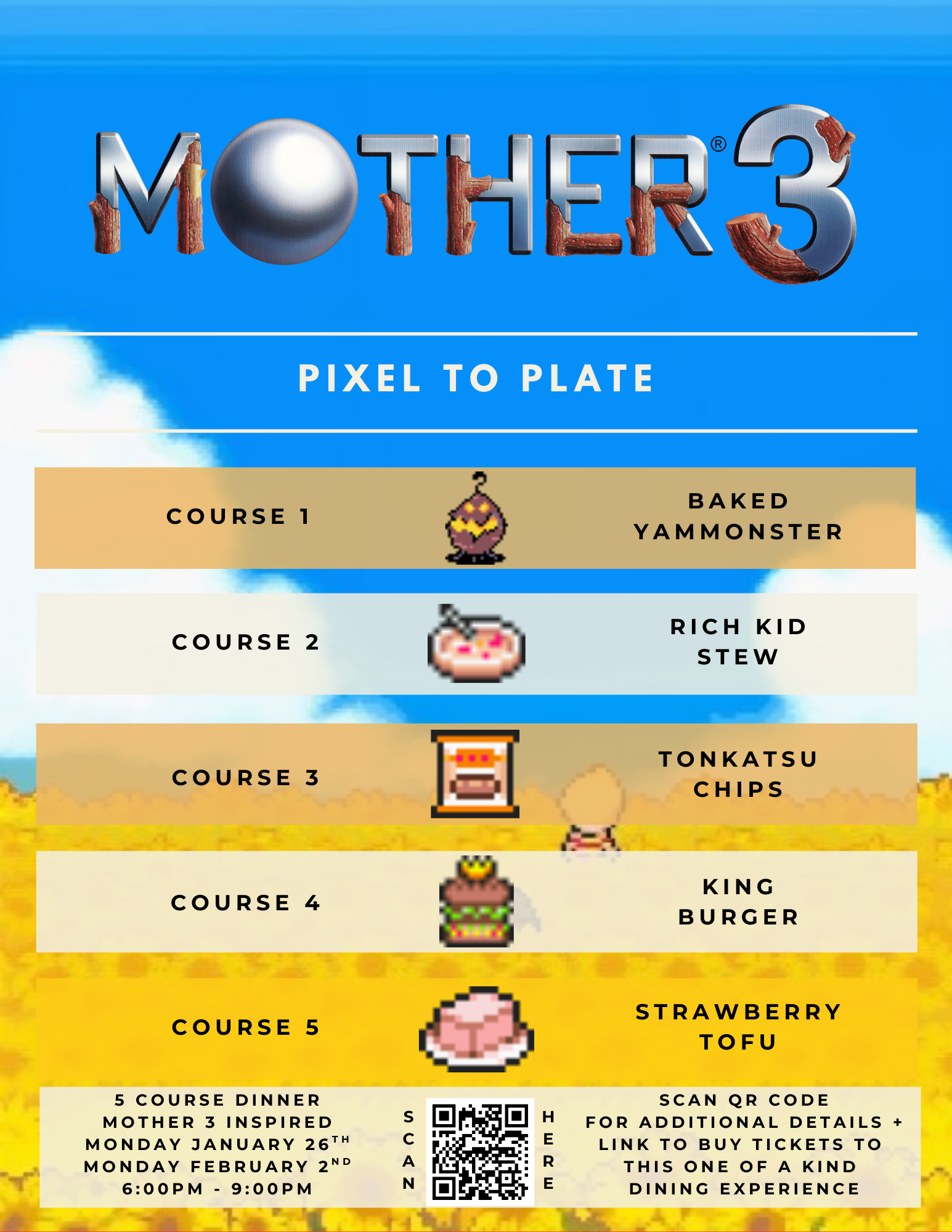 Pixel to Plate: MOTHER 3 inspired 5 course dinner