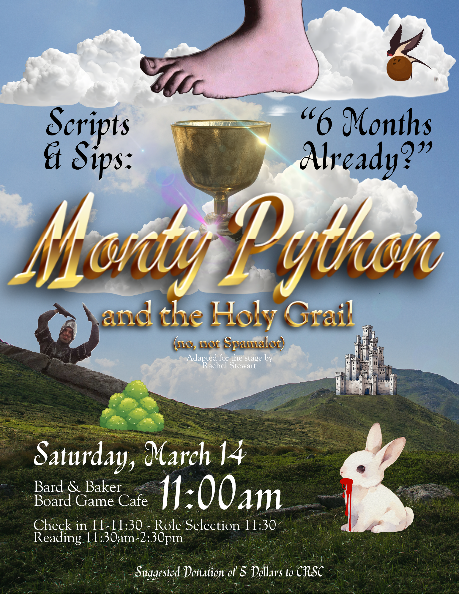 Scripts &amp; Sips Play Reading: 'Monty Python and the Holy Grail' with Rachel Stewart