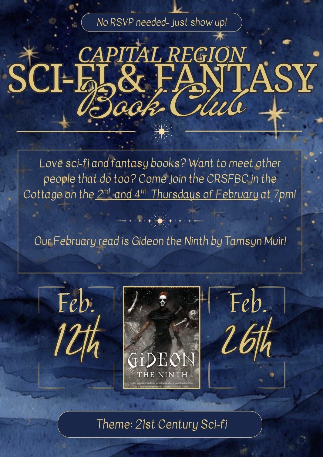 Capital Region Sci-Fi & Fantasy Book Club Meetup: 'Gideon the Ninth' by Tamsyn Muir!