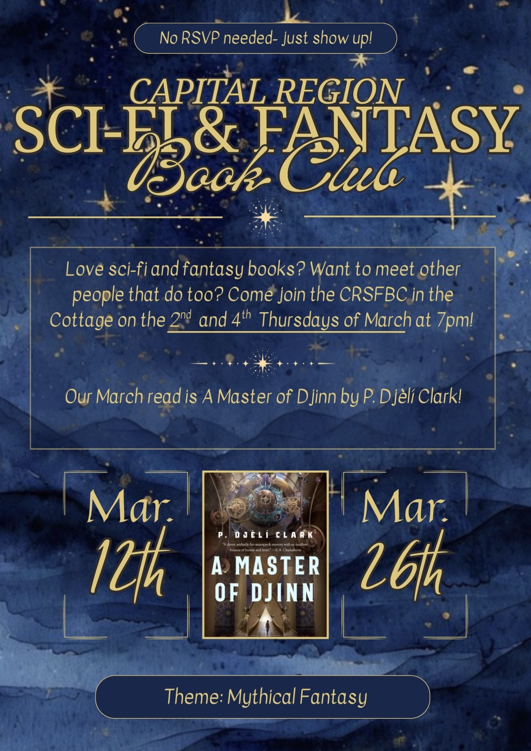 Capital Region Sci-Fi &amp; Fantasy Book Club Meetup: 'A Master of Djinn' by  P Djèlí Clark 