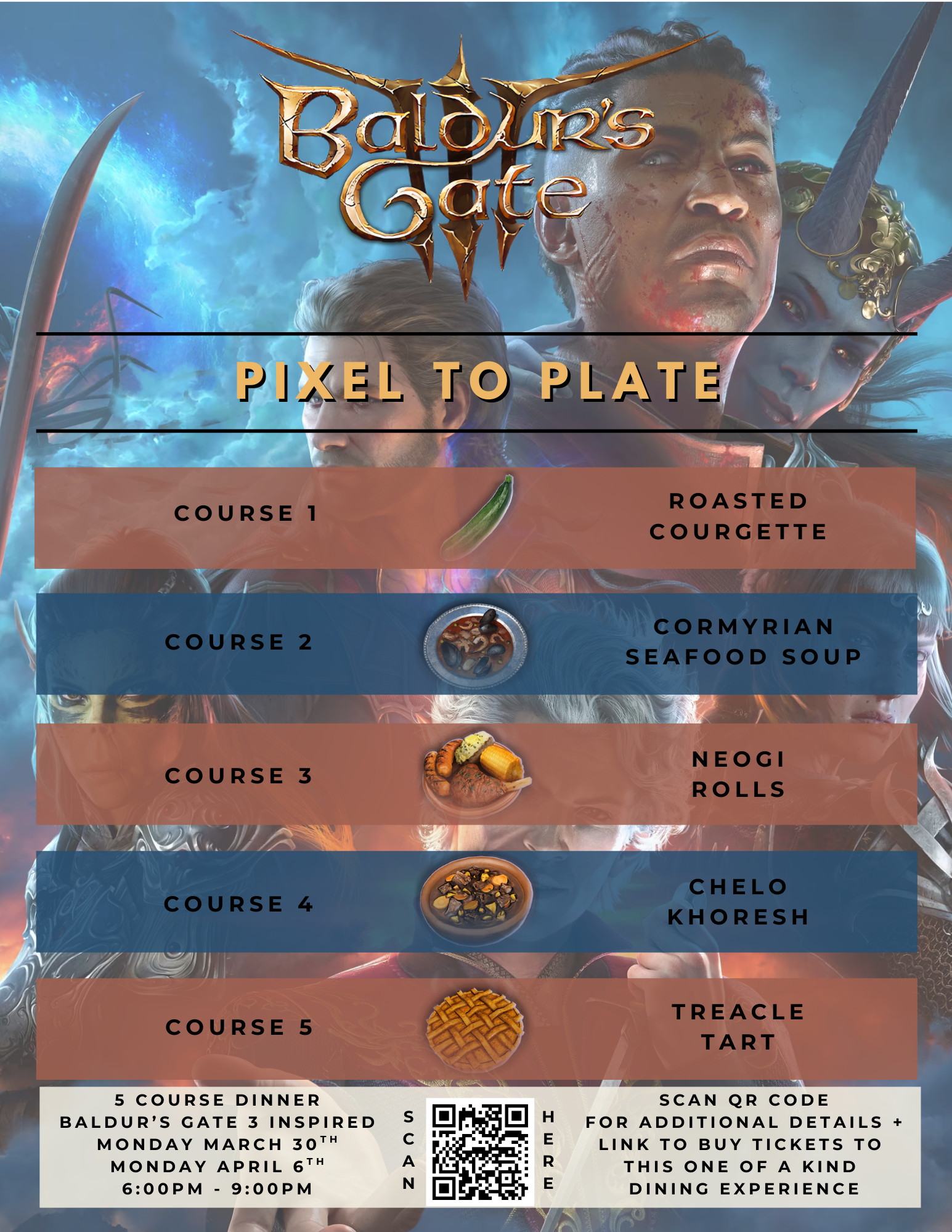 Pixel to Plate: Baldur's Gate 3 inspired 5 course dinner