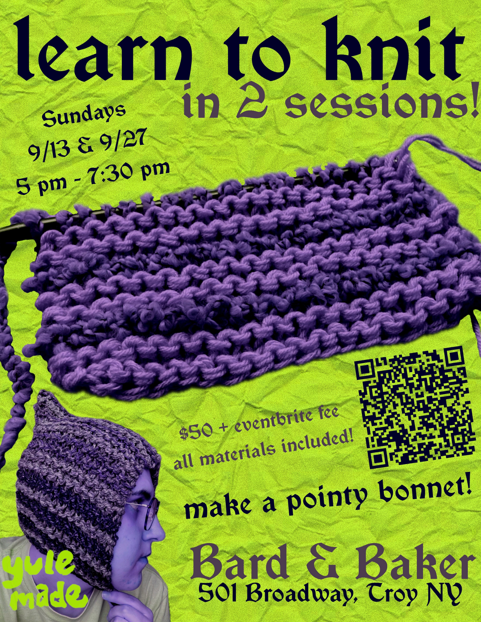 LEARN TO KNIT (IN 2 SESSIONS!) w/ Yule Made