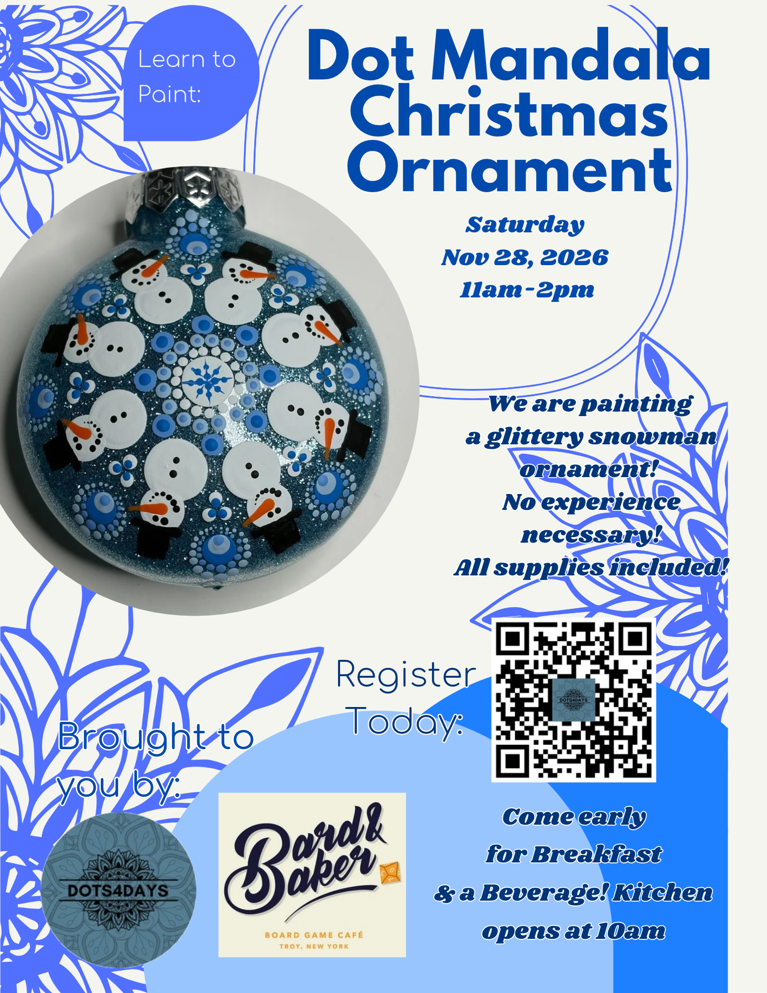 Glittered Snowman Ornament Mandala Workshop