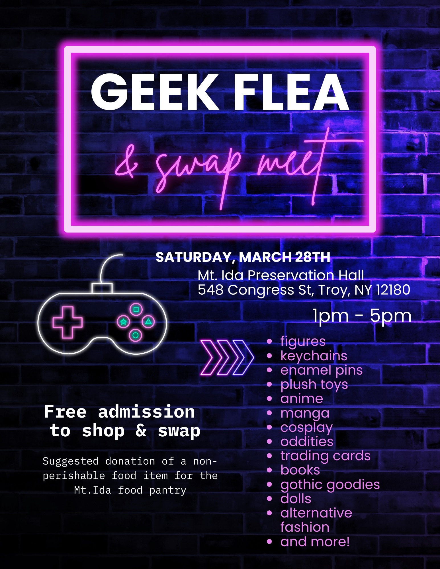 OFFSITE POP UP @ Geek Flea and Swap Meet (Mt. Ida Preservation Hall)