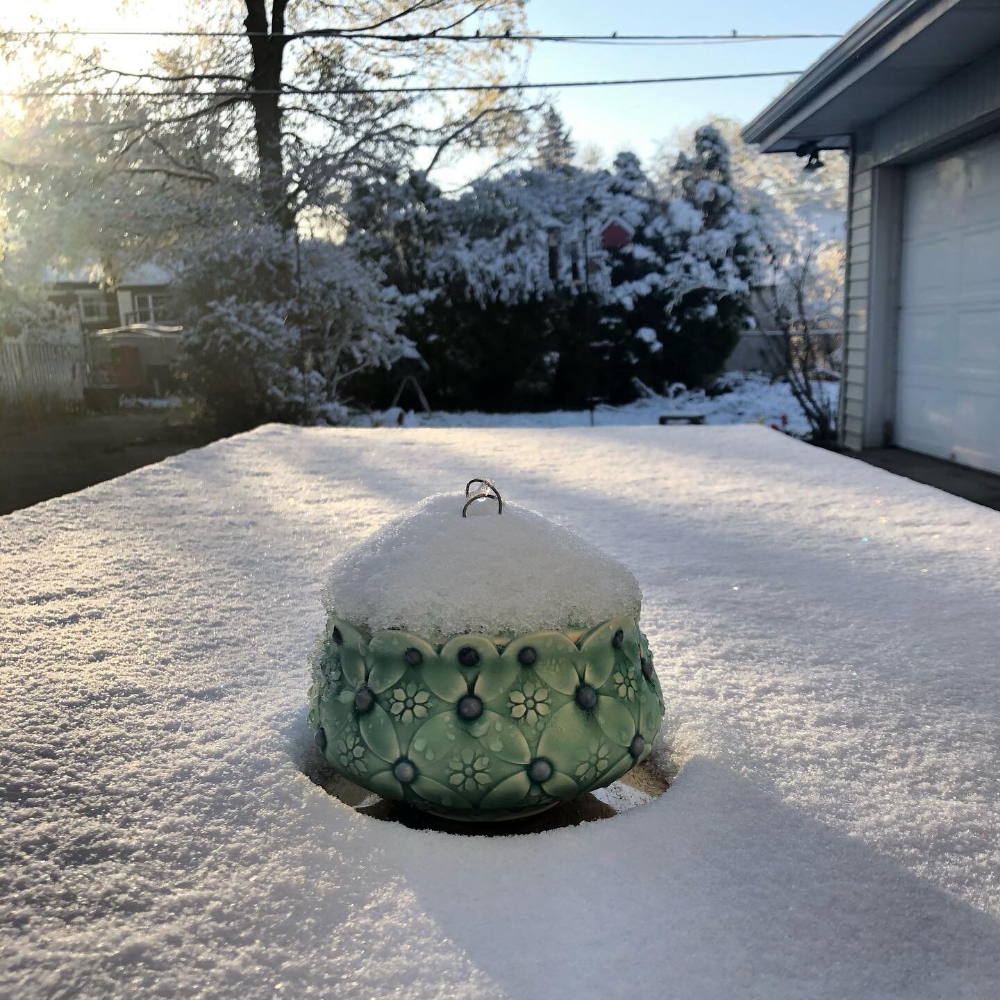 April snow showers ❄️🌷❄️
.
Stay tuned for a sale announcement, sign up for my mailing list (link in bio) if you would like to be alerted! 
.
#studiopotter #contemporarycraft #functionalpottery #sugarbowl #stashjar #handmade #pottery #craft