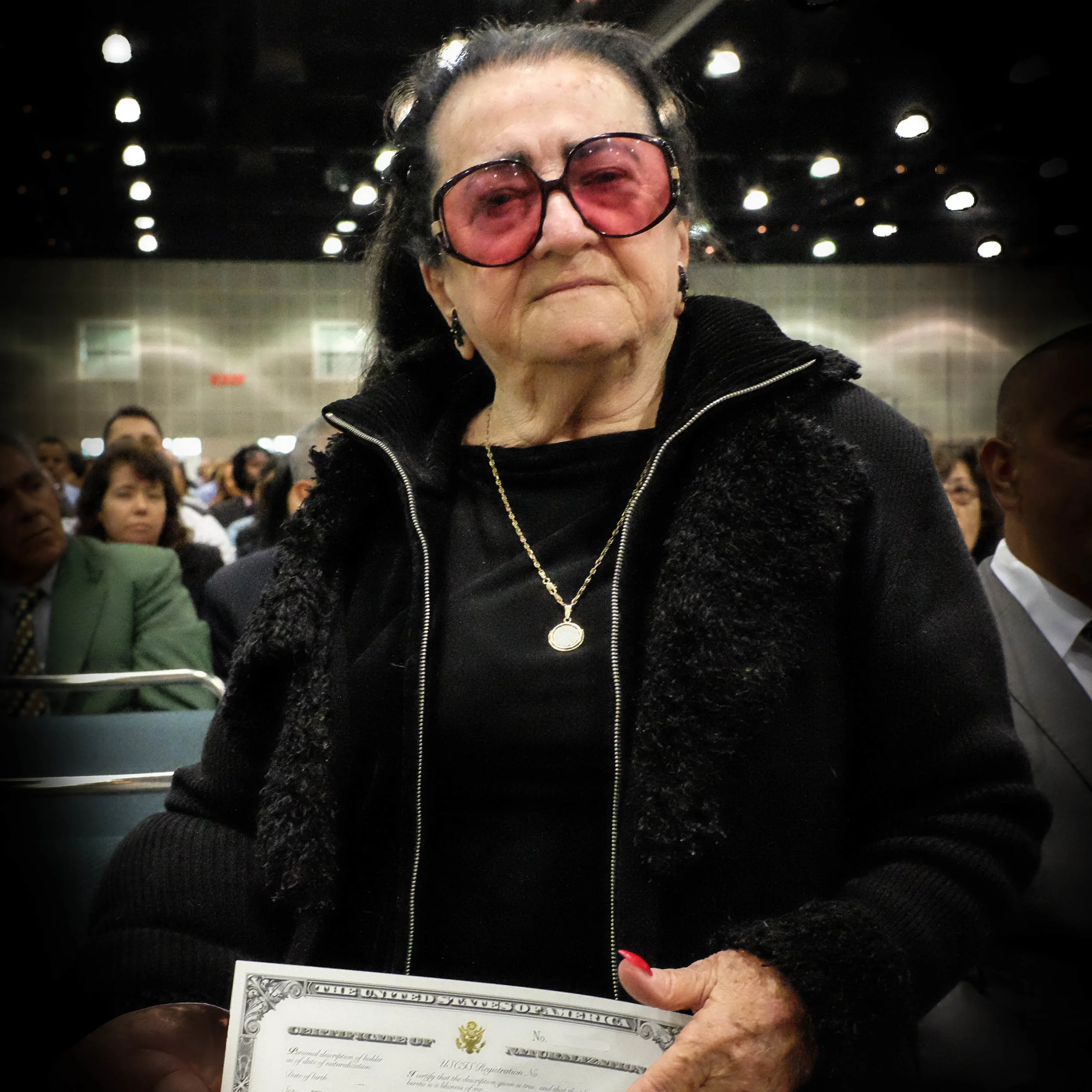Holocaust survivor and new US citizen. Los Angeles, CA.