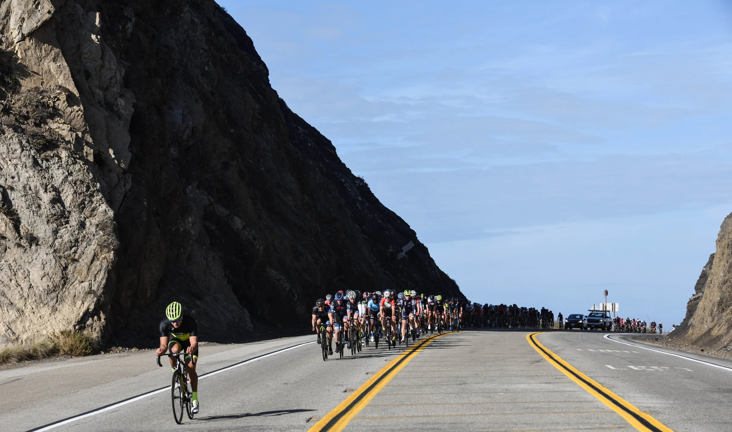 Cyclists at Mugu Rock. NAS Point Mugu, CA.
