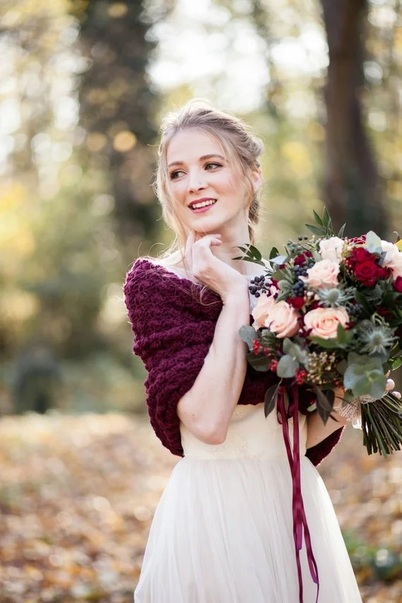bride shawl fall wedding