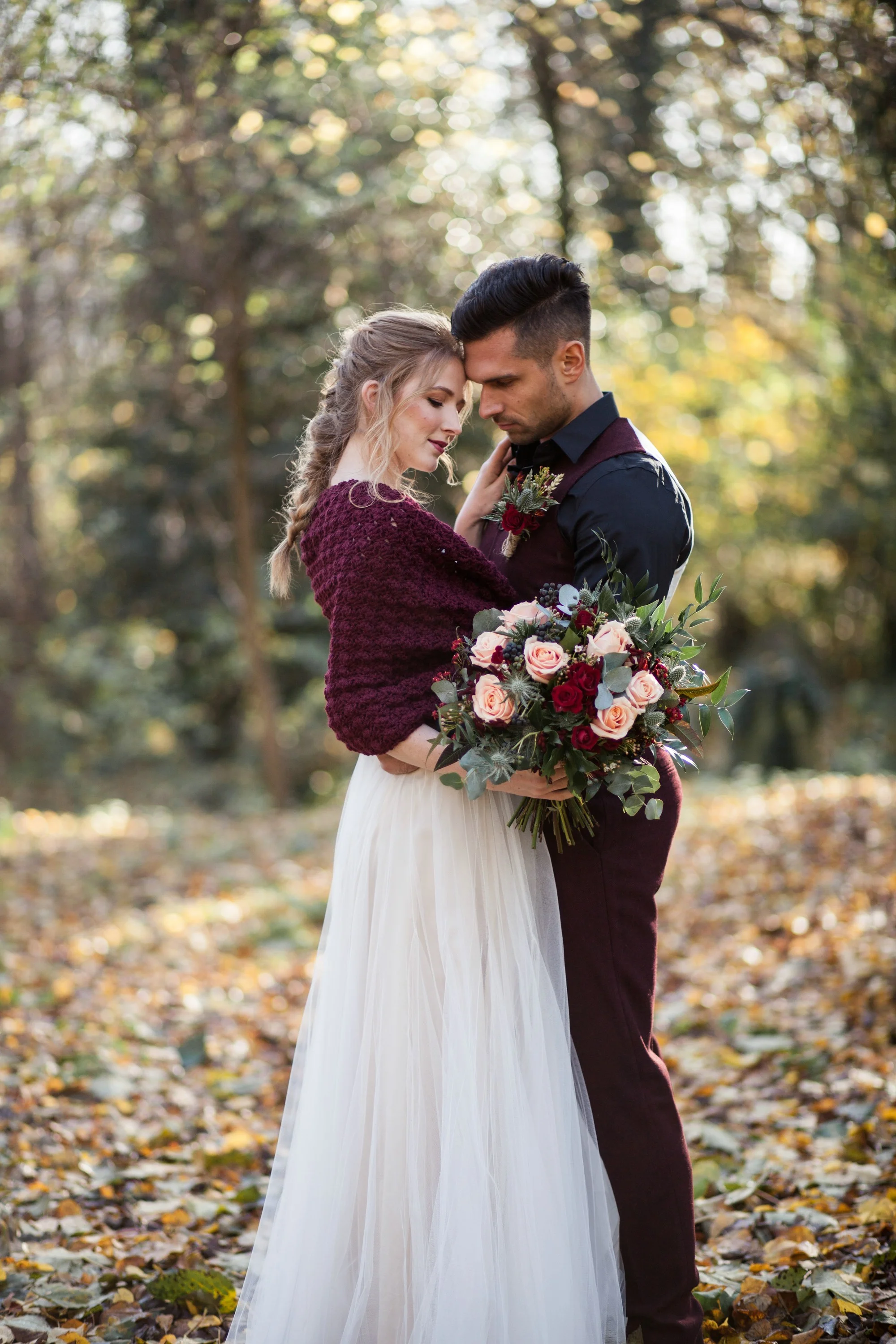 bride shawl fall wedding
