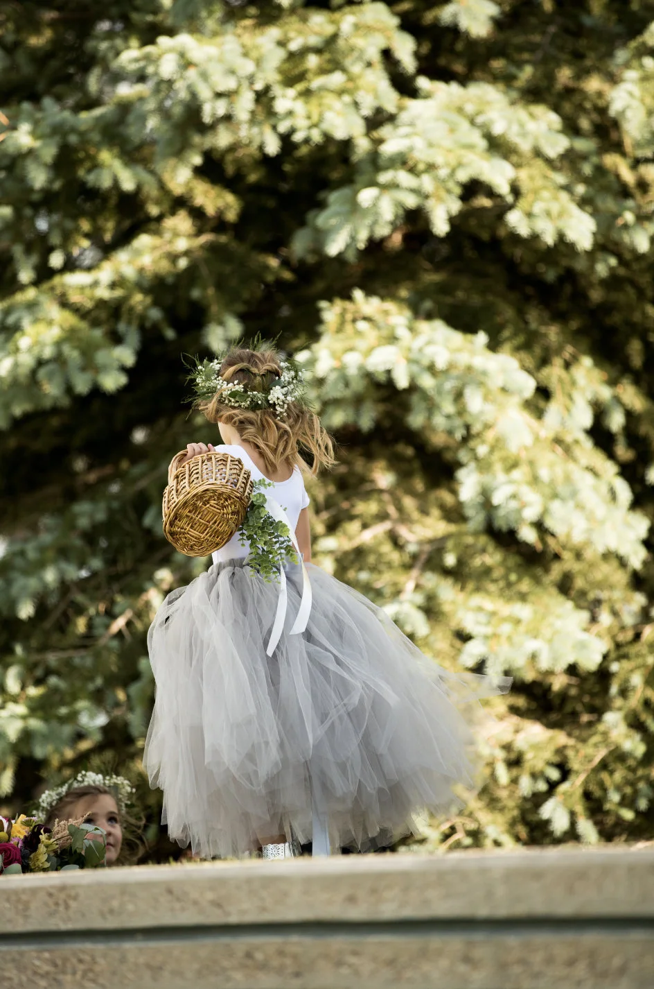 grey tutu flower girl dress