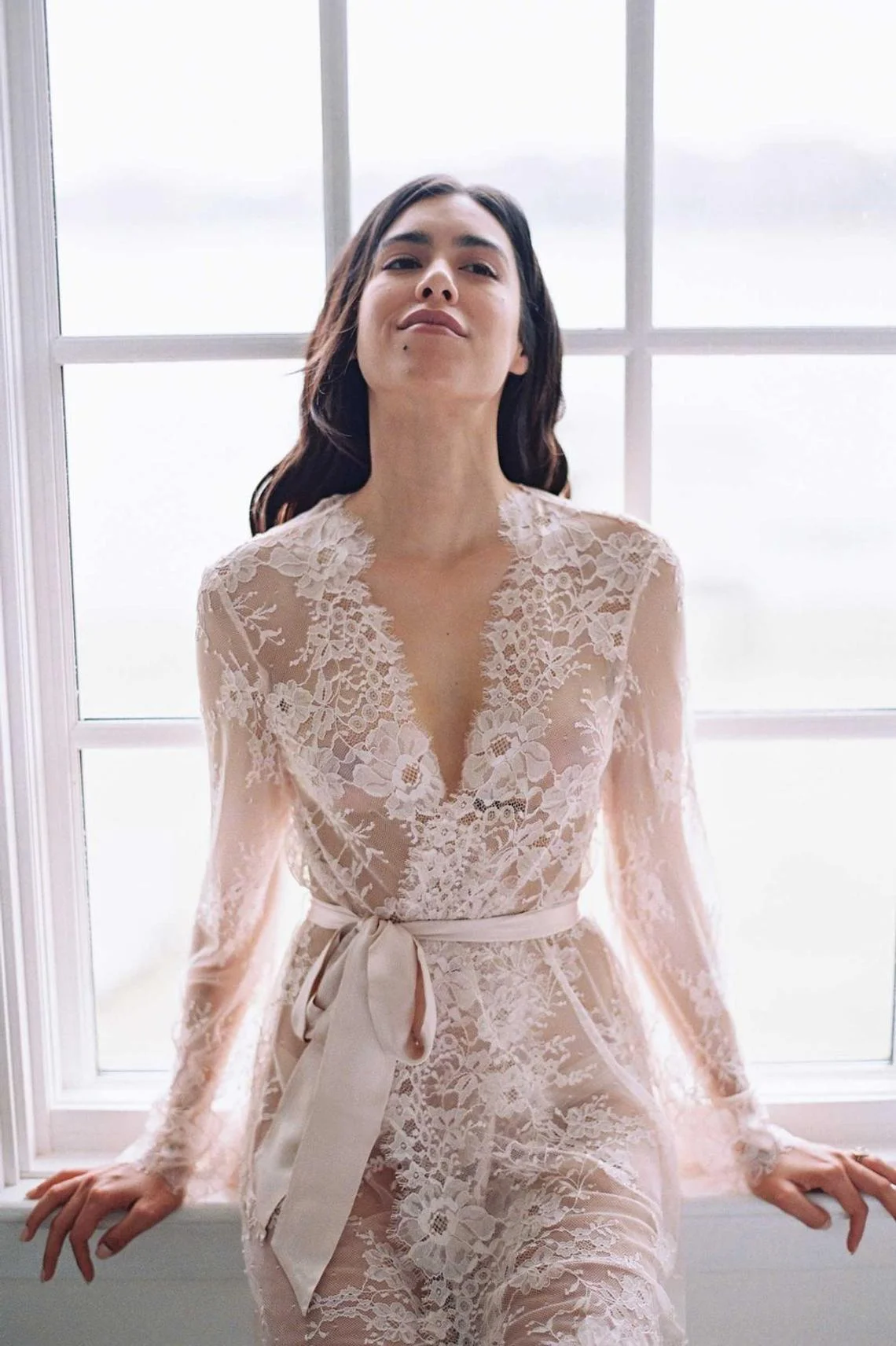 bridal lace dressing gown