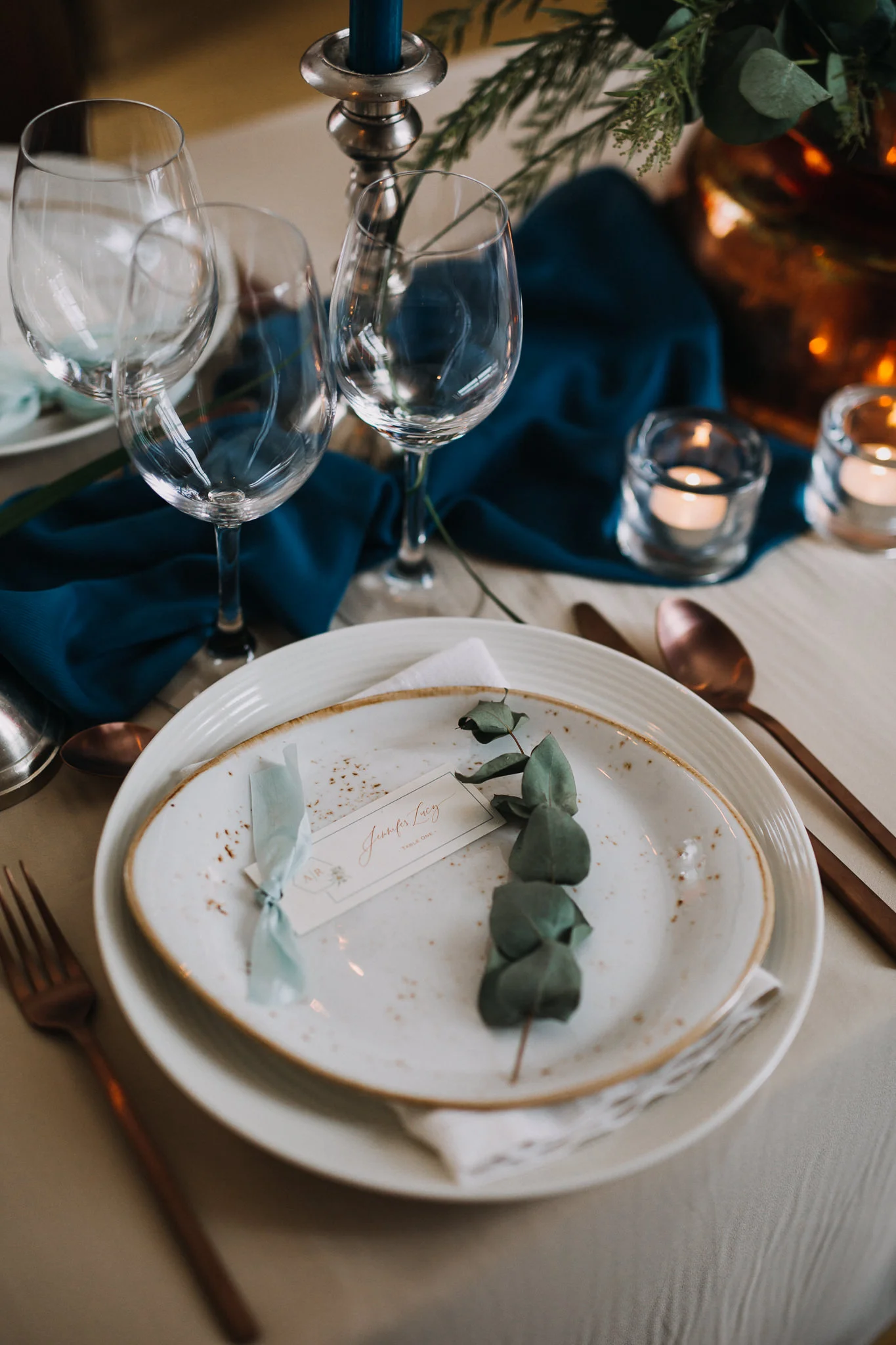 winter wedding table candles blue teal 1.jpg
