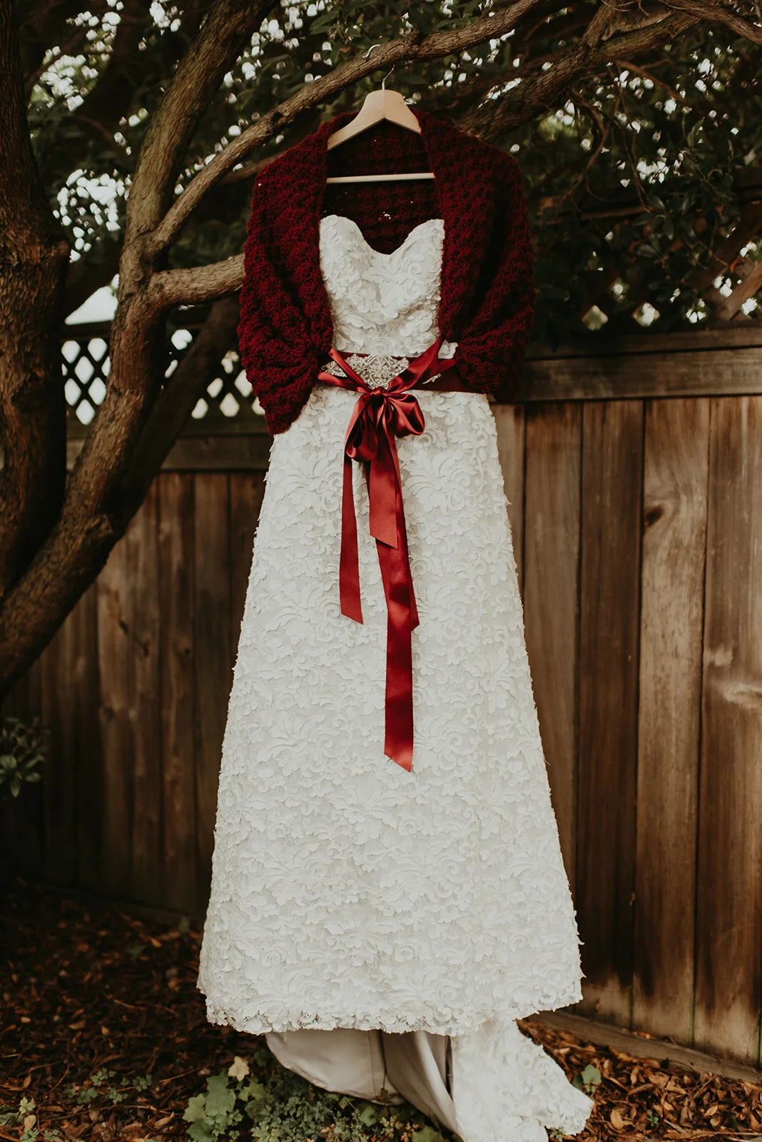 burgundy dress with shawl