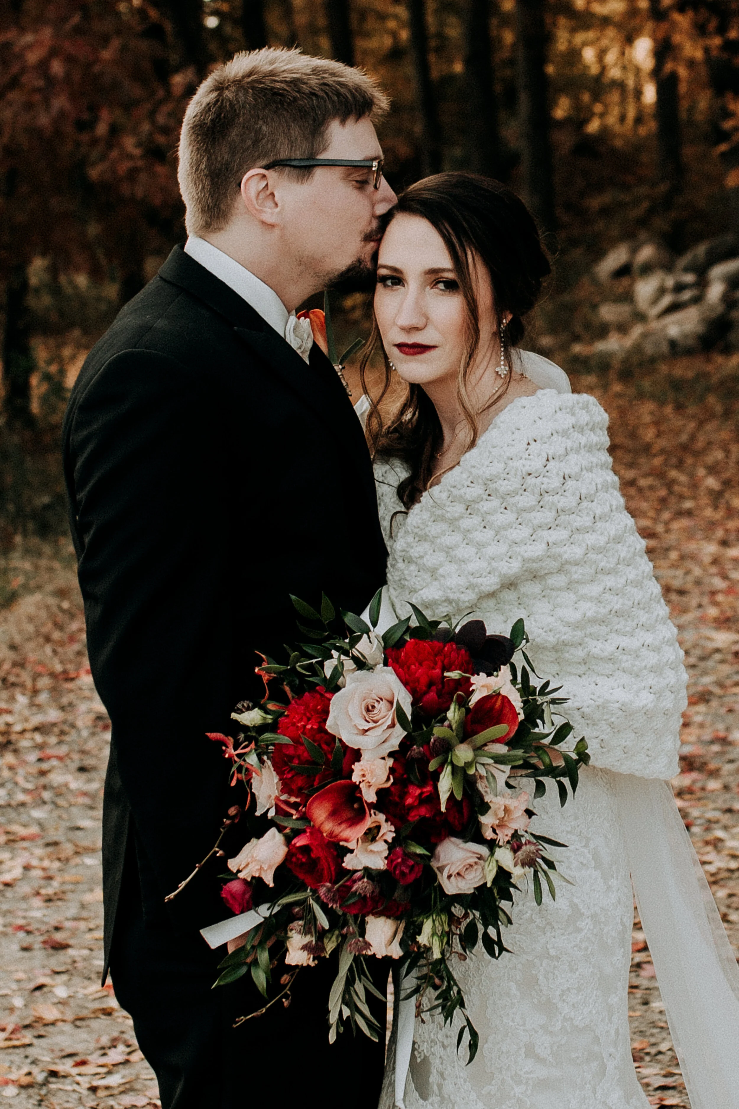 bride shawl fall wedding