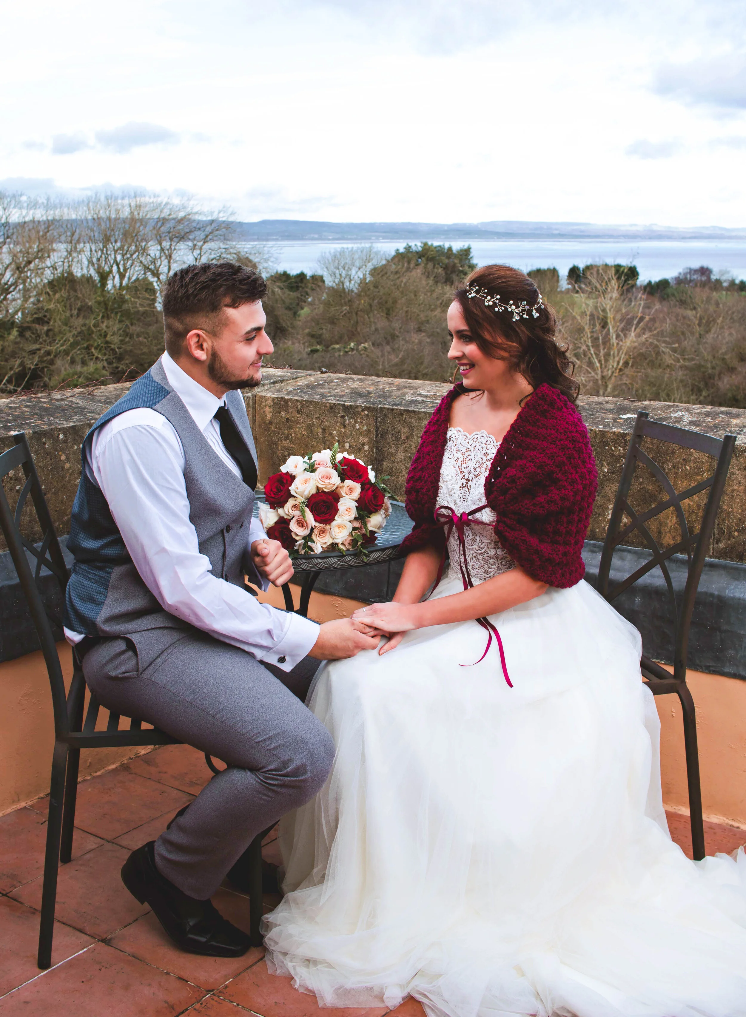 bride shawl fall wedding
