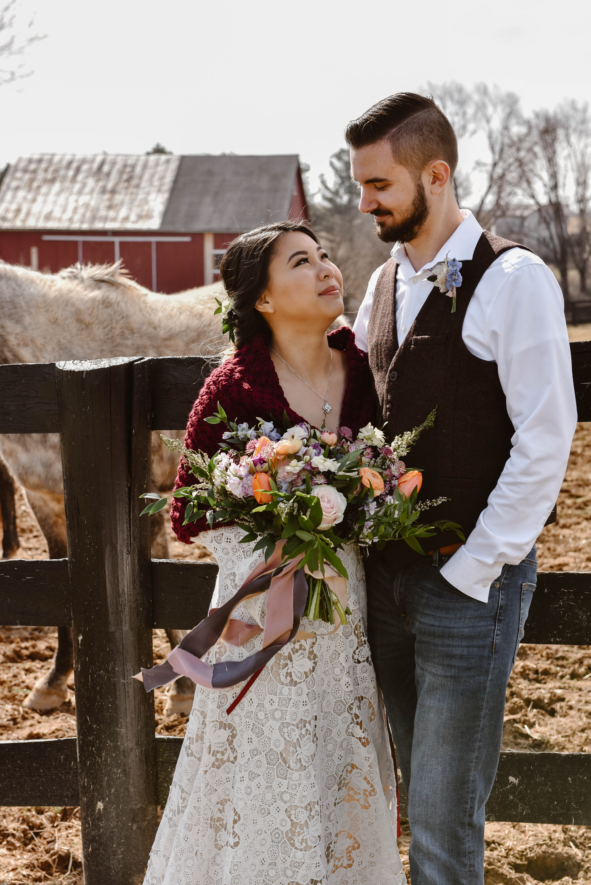 bride with shawl