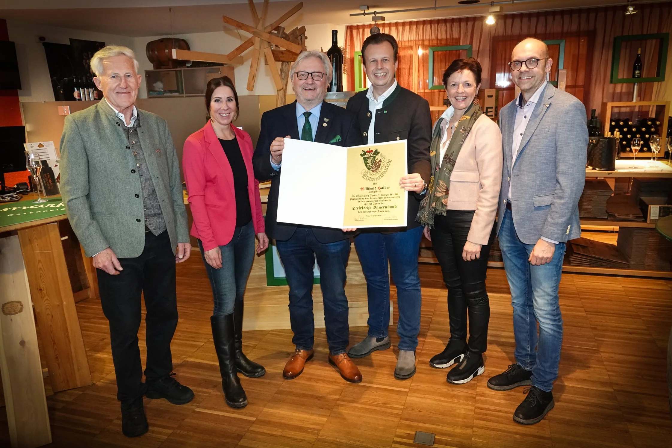 Ehrenurkunde vom Steirischen Bauernbund für Willibald Haider