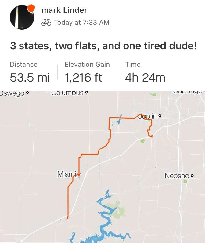 Day 13 Three states, two flat tires, and one tired dude. 6-27-18