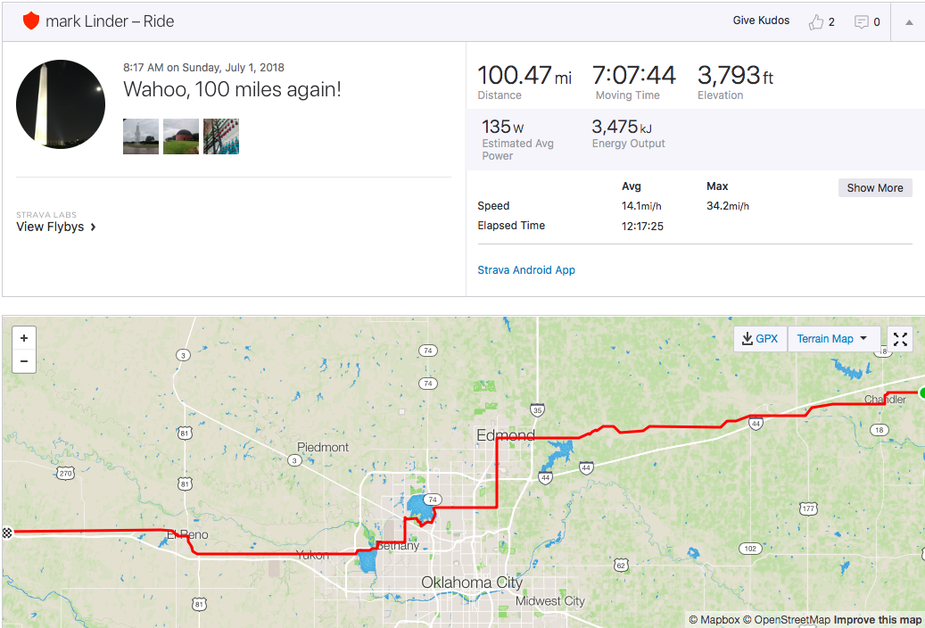 Day 17 100 miles again (barely) 7-1-18