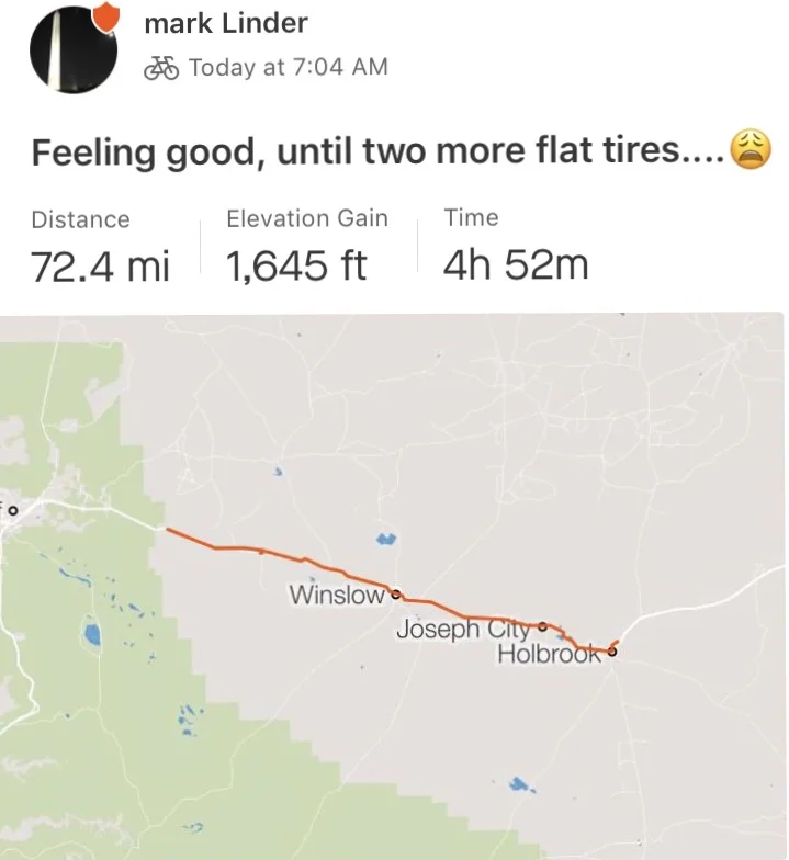 Day 25 Feeling good, until two more flat tires 7-9-18