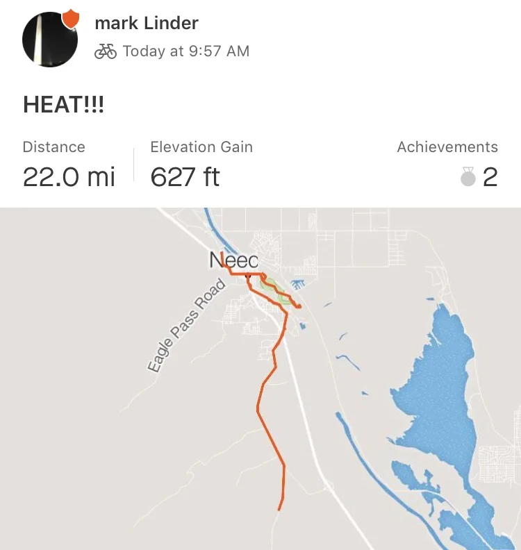 Days 30 and 31 Not a lot of riding, due to extreme heat!  7-14&15-18