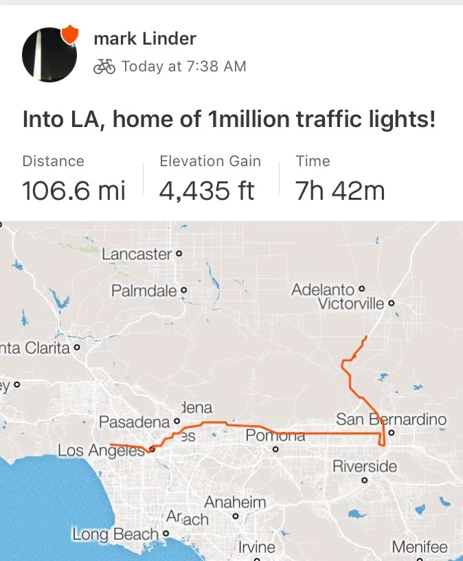 Day 32 Into Los Angeles the home of 1 million traffic lights!  07-16-18