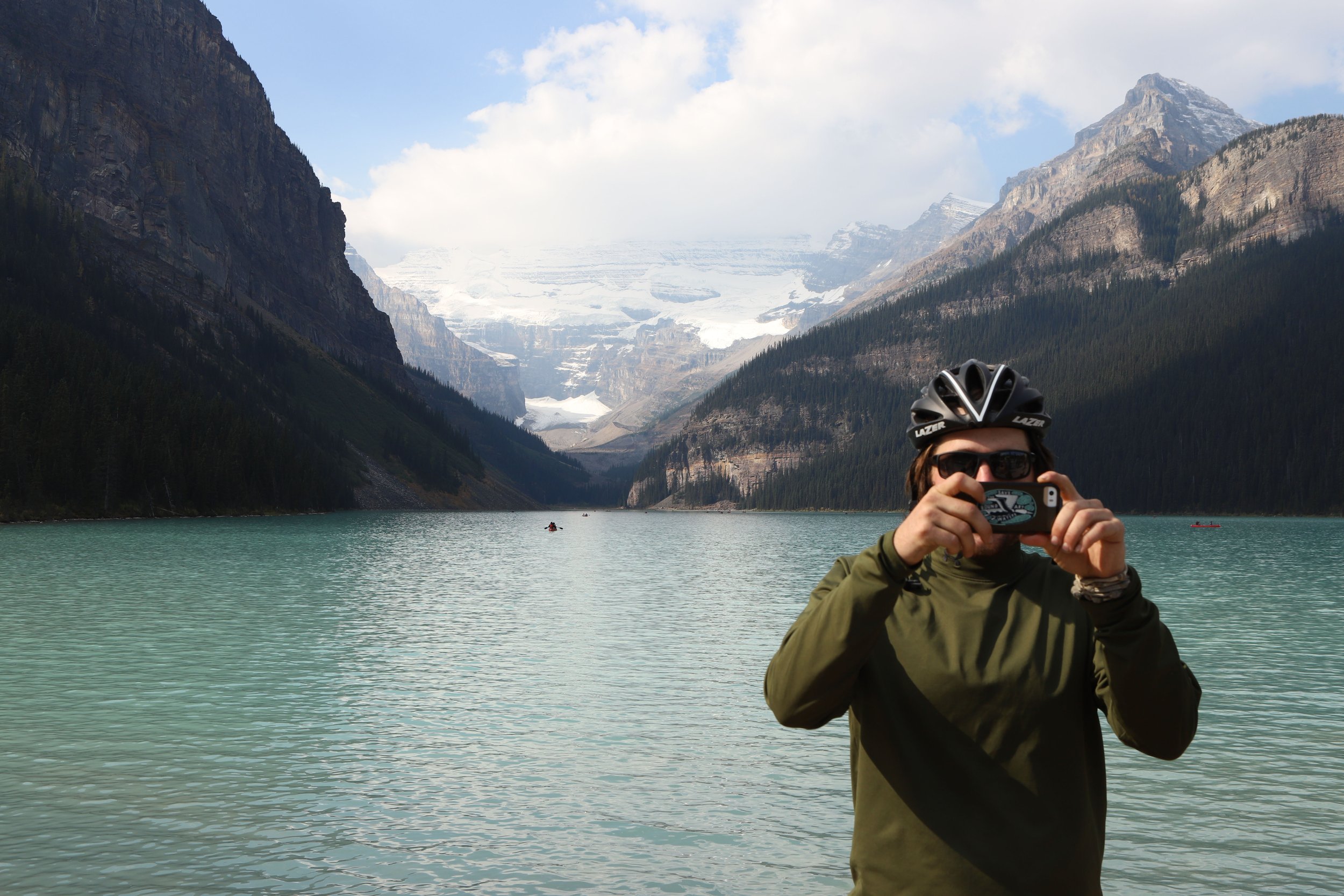 Walter had to get the photograph at famous Lake Louise.