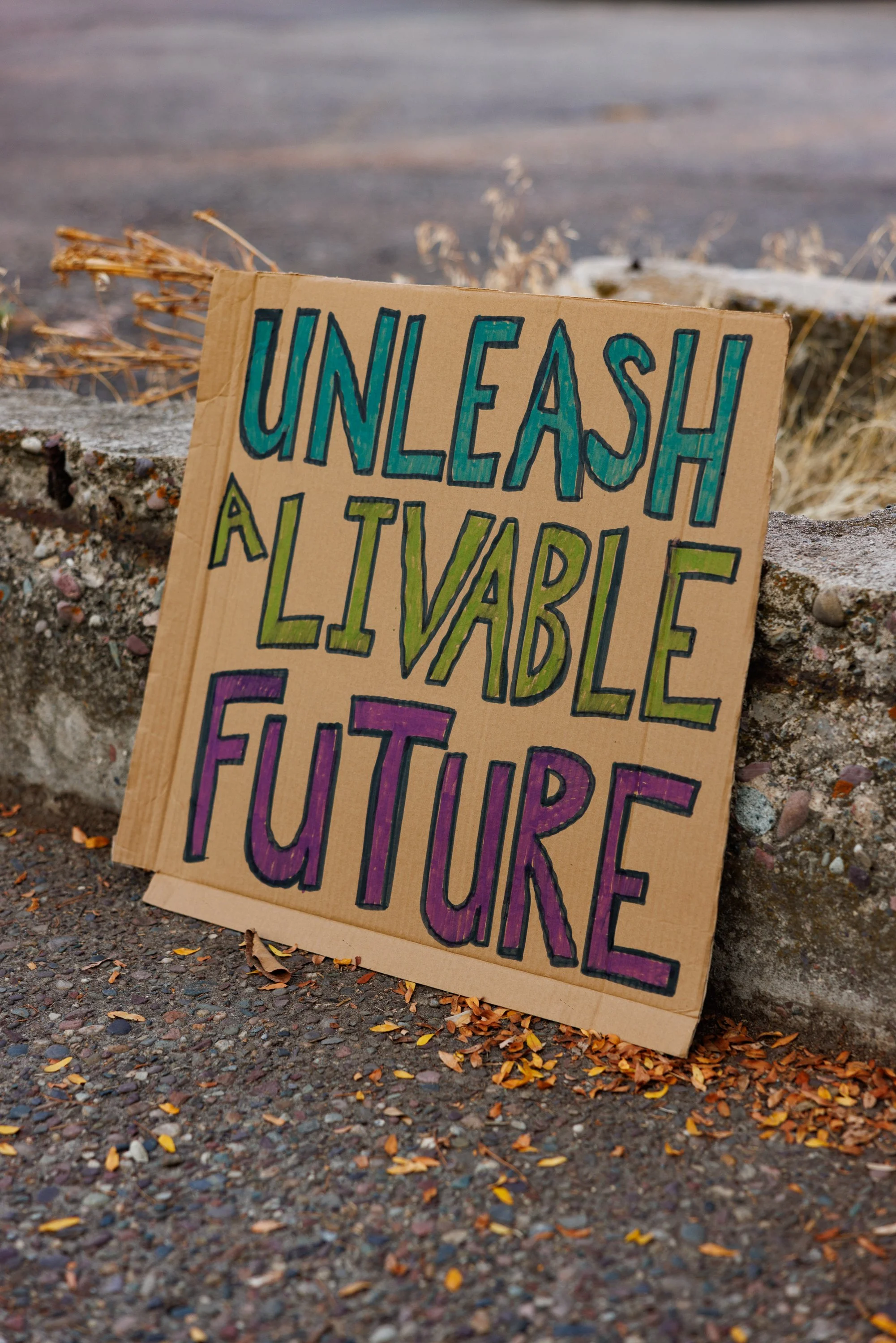 A homemade sign outside the youth climate trial at the Russell Smith Courthouse in Missoula, Montana on Wednesday, September 17, 2025. 