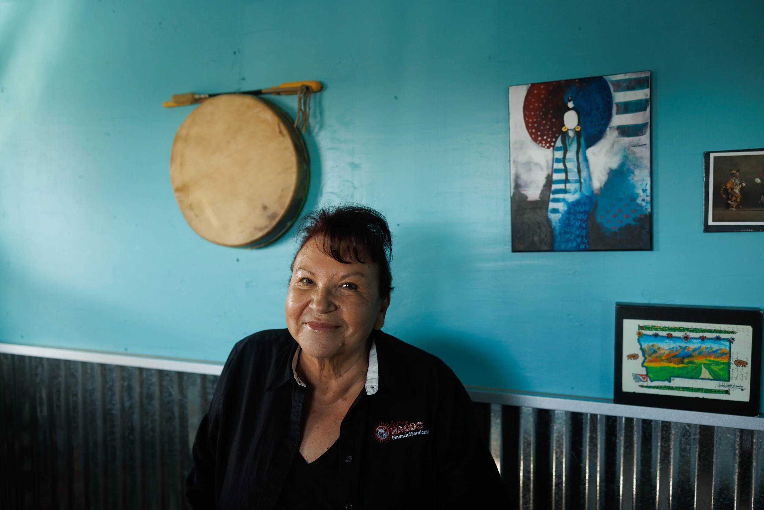 Angie Main, cofounder and executive director of NACDC Financial Services, at her home outside of Valier, Montana, on Tuesday, August 26, 2025. NACDC is a non-profit that helps remove barriers that exist in Indian County to capital and credit, includi