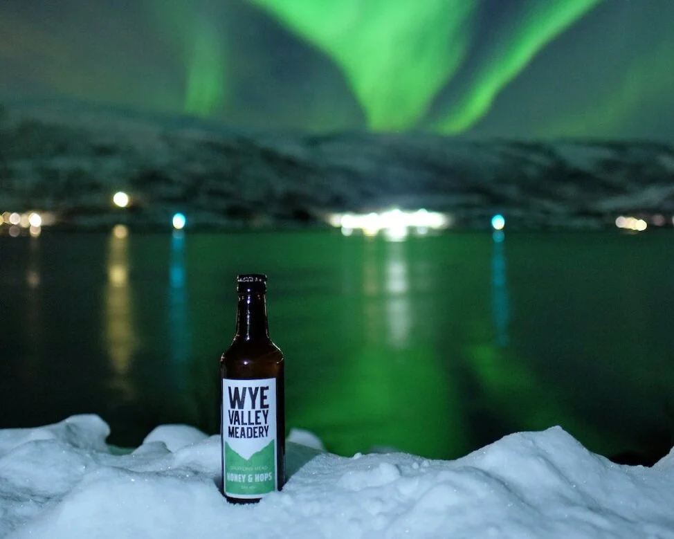 Our honey and hops sparkling mead visiting the Northern Lights! perhaps reminiscent to what the Vikings once saw?