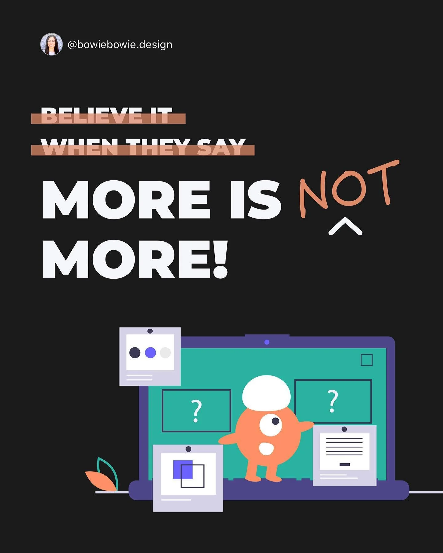 More is not more! Less is still more ⚡️Users are most attracted to sites that have a clean design with relevant content that is clear and direct. Why you ask? Because people are increasingly more aware of a site&rsquo;s usability. By bombarding users
