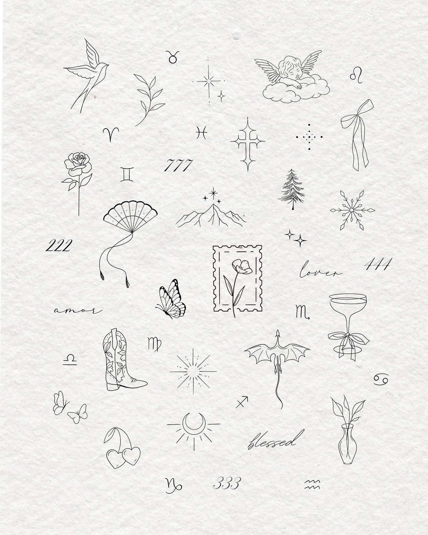 Here is my flash tattoos and sticker designs I&rsquo;ll be selling at tomorrows holiday market! I&rsquo;ll be at D Side studio Saturday December 6th from 5pm-8pm doing flash tattoos, selling special holiday gift cards (tiered discounts) and a permane