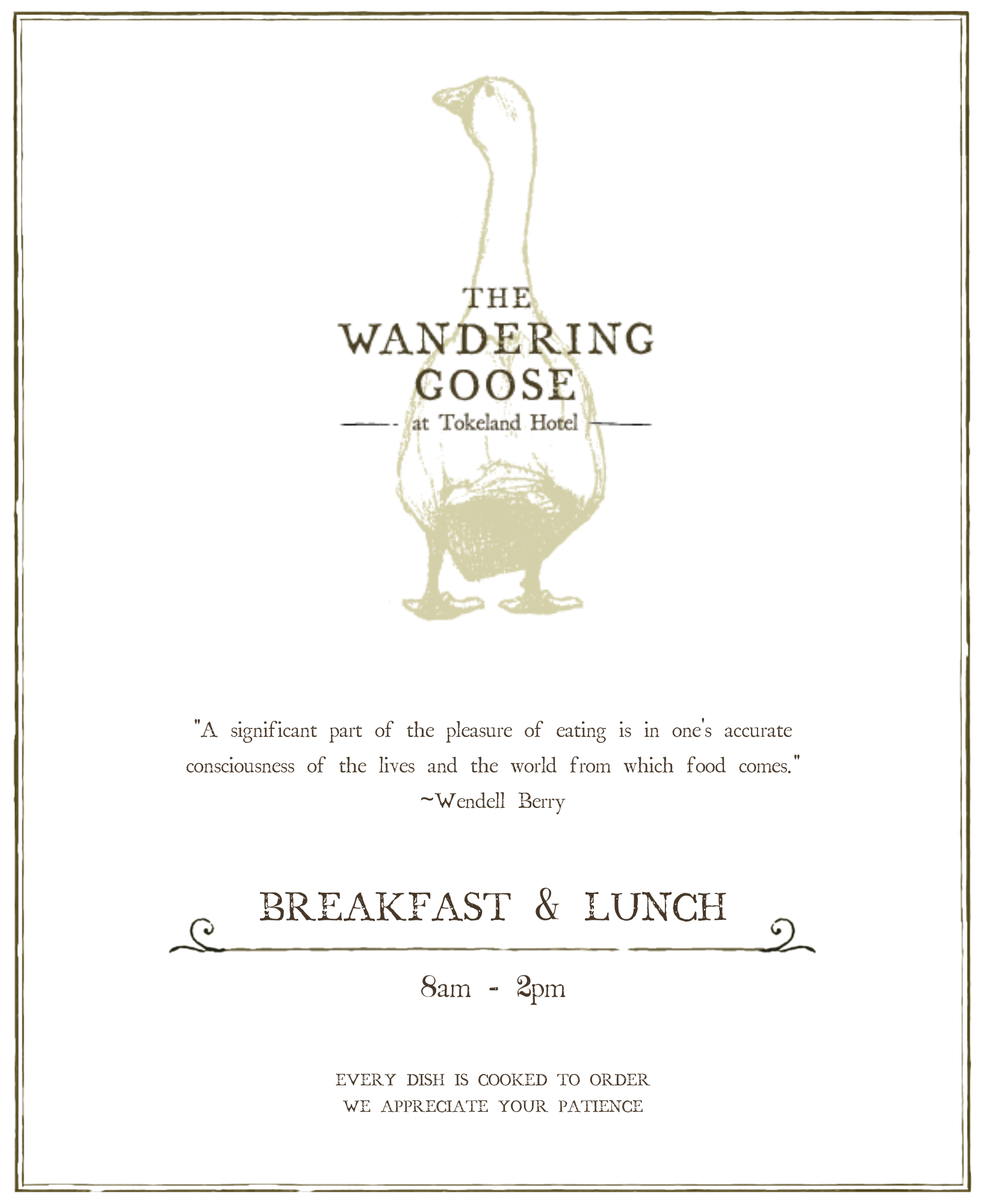 breakfast lunch menu