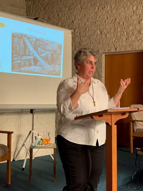 Sr Mary Pellegrino, speaking to Sisters and other guests in Perth.