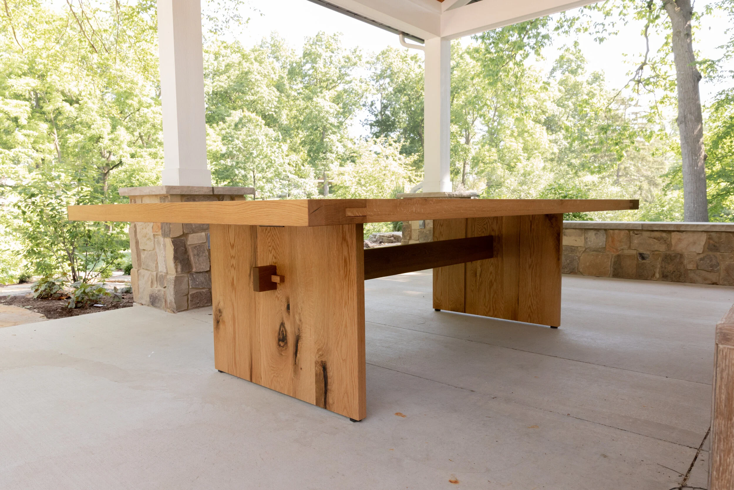 Outdoor White Oak Trestle Table — Big Tooth Co. Custom Furniture & Design