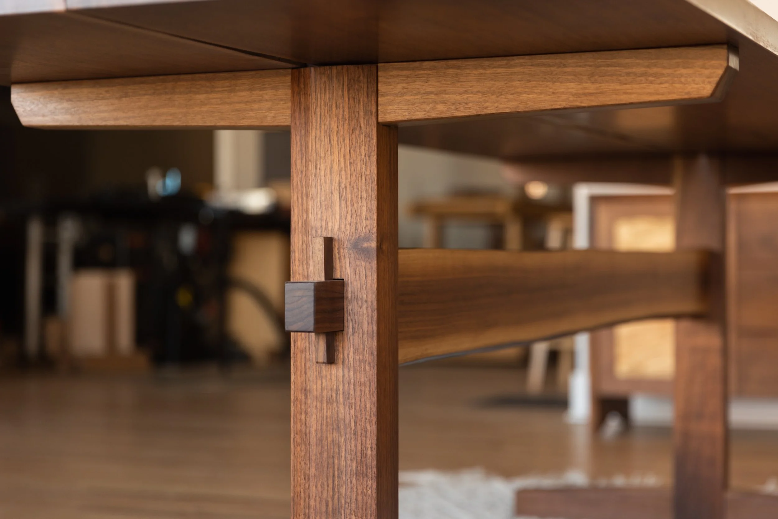 "Shuhari" Traditional Japanese Trestle Table in Black Walnut — Big Tooth Co. Custom Furniture