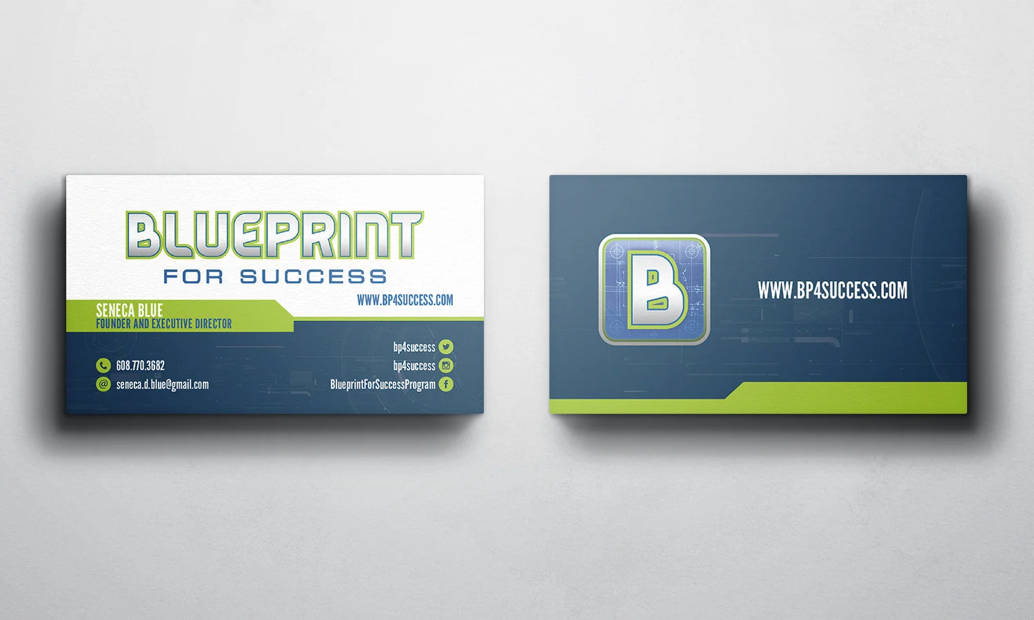 Client: Seneca Blue –––––––––––––––––––– Skills: Adobe Photoshop CC, Adobe InDesign CC –––––––––––––––––––– Project Type: Business Cards –––––––––––––––––––– Description: Blueprint for Success is the brainchild of professional basketball skill development trainer Seneca Blue. Through his work in skill development, running college exposure events and assisting thousands of student-athletes in the recruiting process, Seneca identified that there was a tremendous need for a comprehensive student-athlete development program. Seneca felt that a holistic approach was needed in the development of student-athletes and envisioned providing them FREE curriculum, resources and tools so that they could take ownership in their own development as well. Too much emphasis was being put on exposure and not nearly enough on preparation, so Seneca began by supplementing his camps/showcases with Blueprint for Success workshops. Seneca’s college exposure showcases have attracted thousands of top high school boys and girls players from 9 different states and Canada as well as hundreds of college coaches from all over the country.
