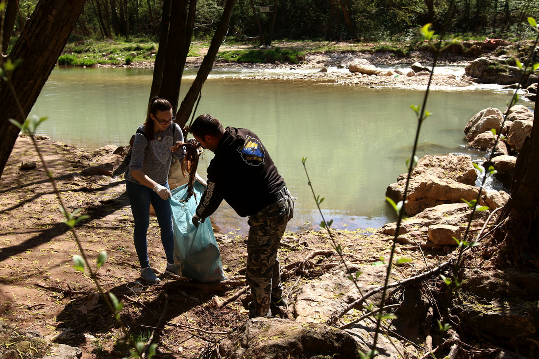April 2, 2017, Sarajevo - Medical High school students worked jobs to raise money for their friends who could not afford a trip at the end of the High school. Pictured here, the city of Sarajevo hired them to clean Miljacka riverbed.
