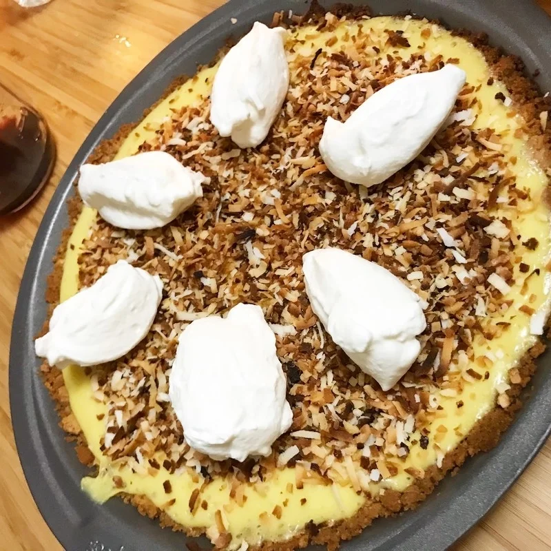 Calamansi pie with toasted coconut