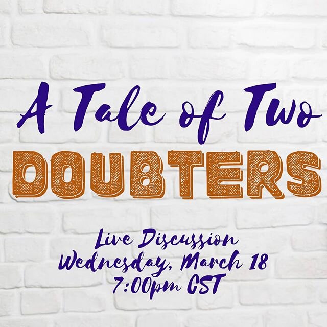 Our meeting for this week is postponed and replaced by this Livestream. Join us as we share our personal stories of doubt, and discuss key factors that cause Christians to doubt.

One of our leaders has been thinking about this topic for years - we'r