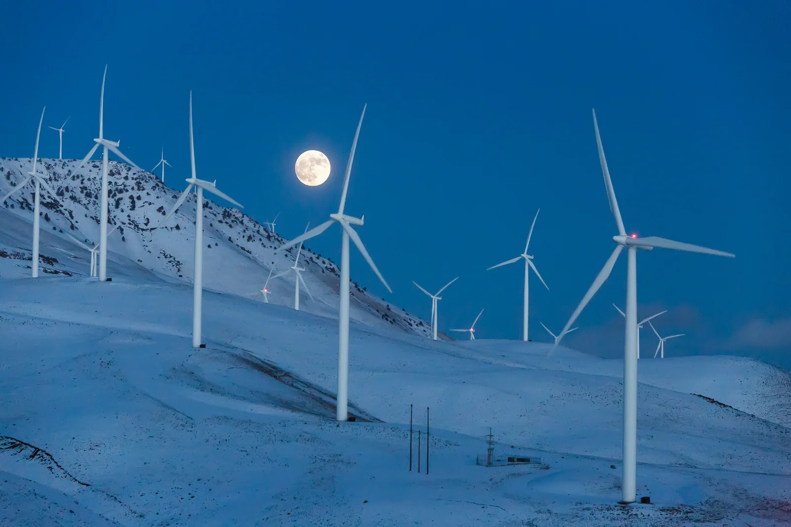 Wind turbines in Winter near Goldendale