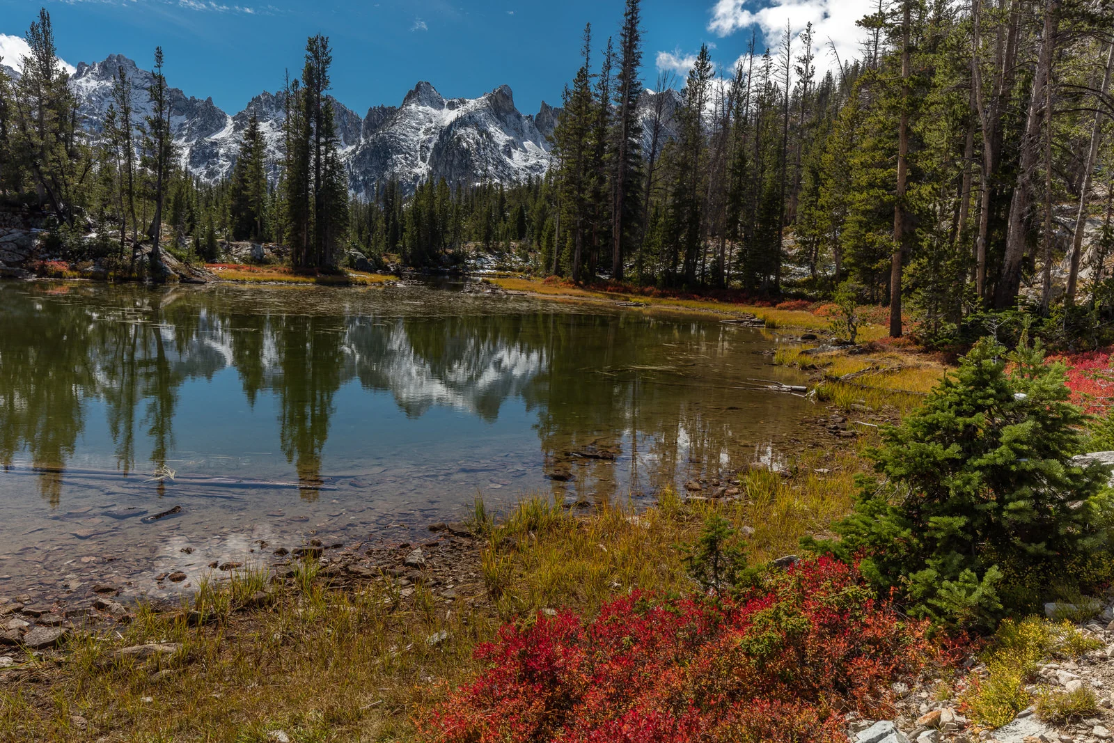 First glimpse of the Sawtooths from Alice Lake