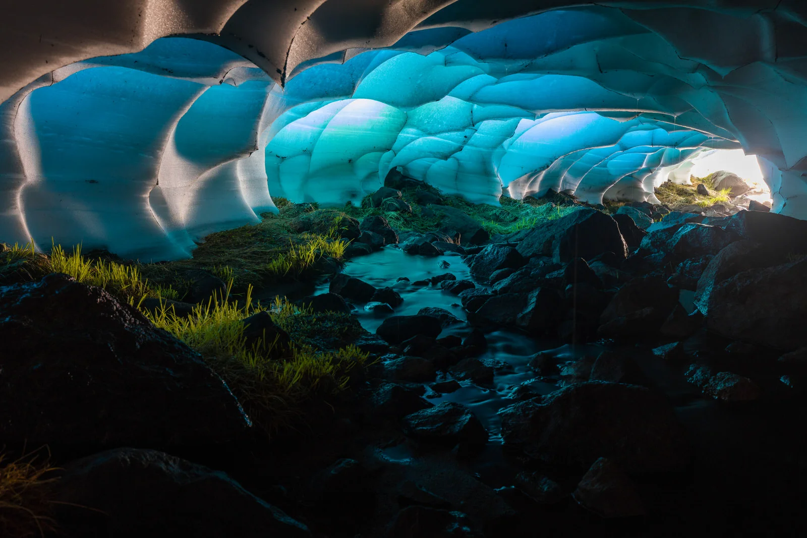 Snow cave at Camp Lake in the Sisters Wilderness