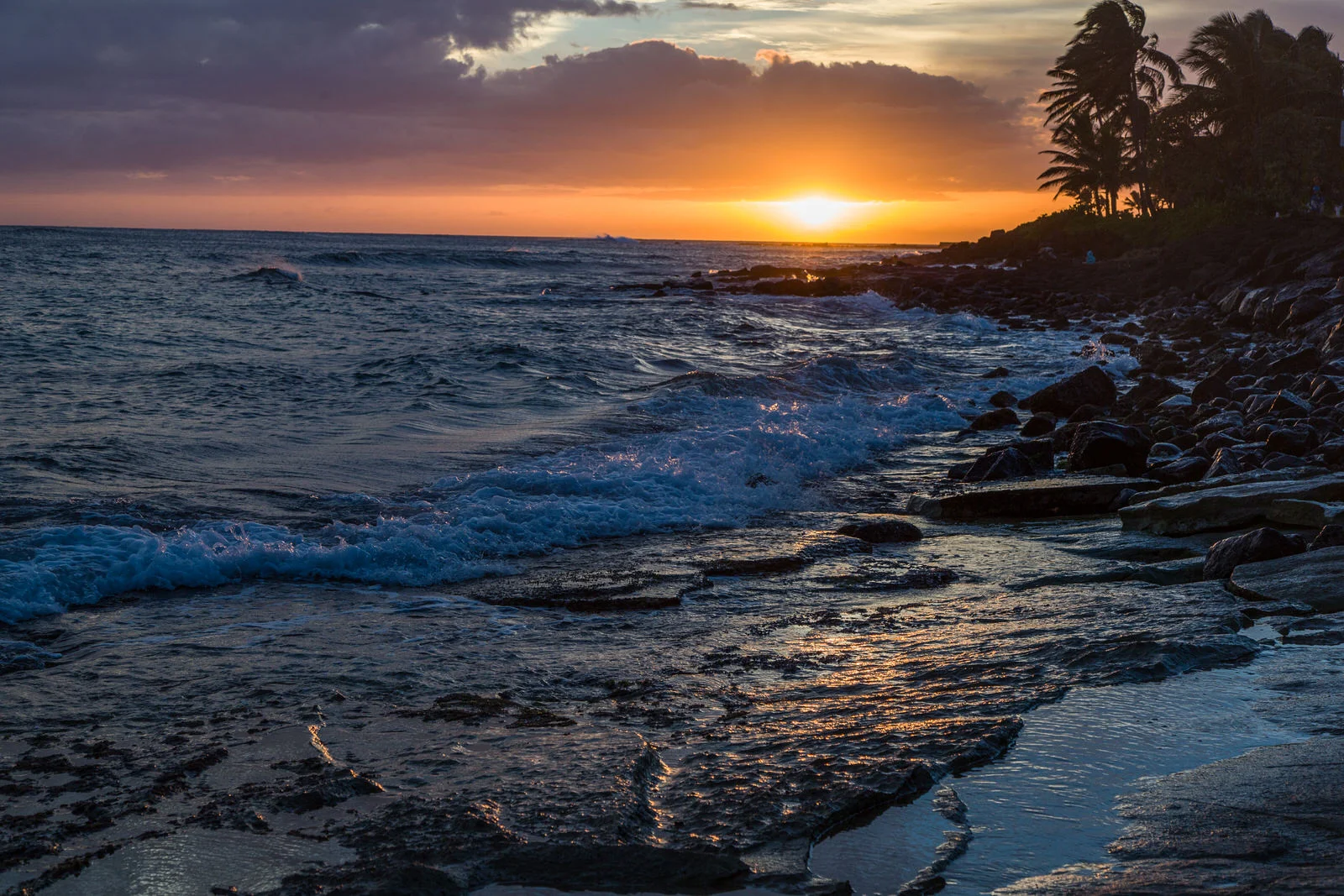 Classic Hawaiian sunset on Kauai