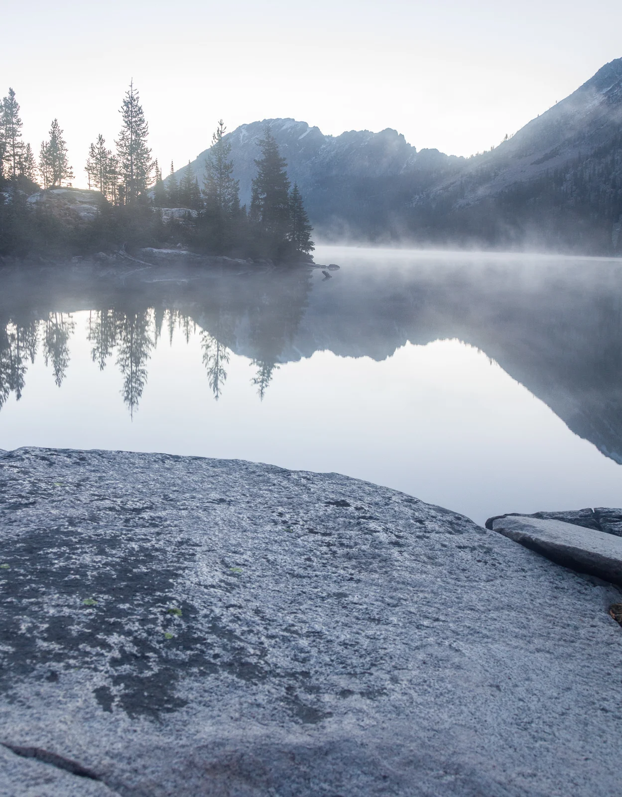 Early morning mist at Toxaway Lake