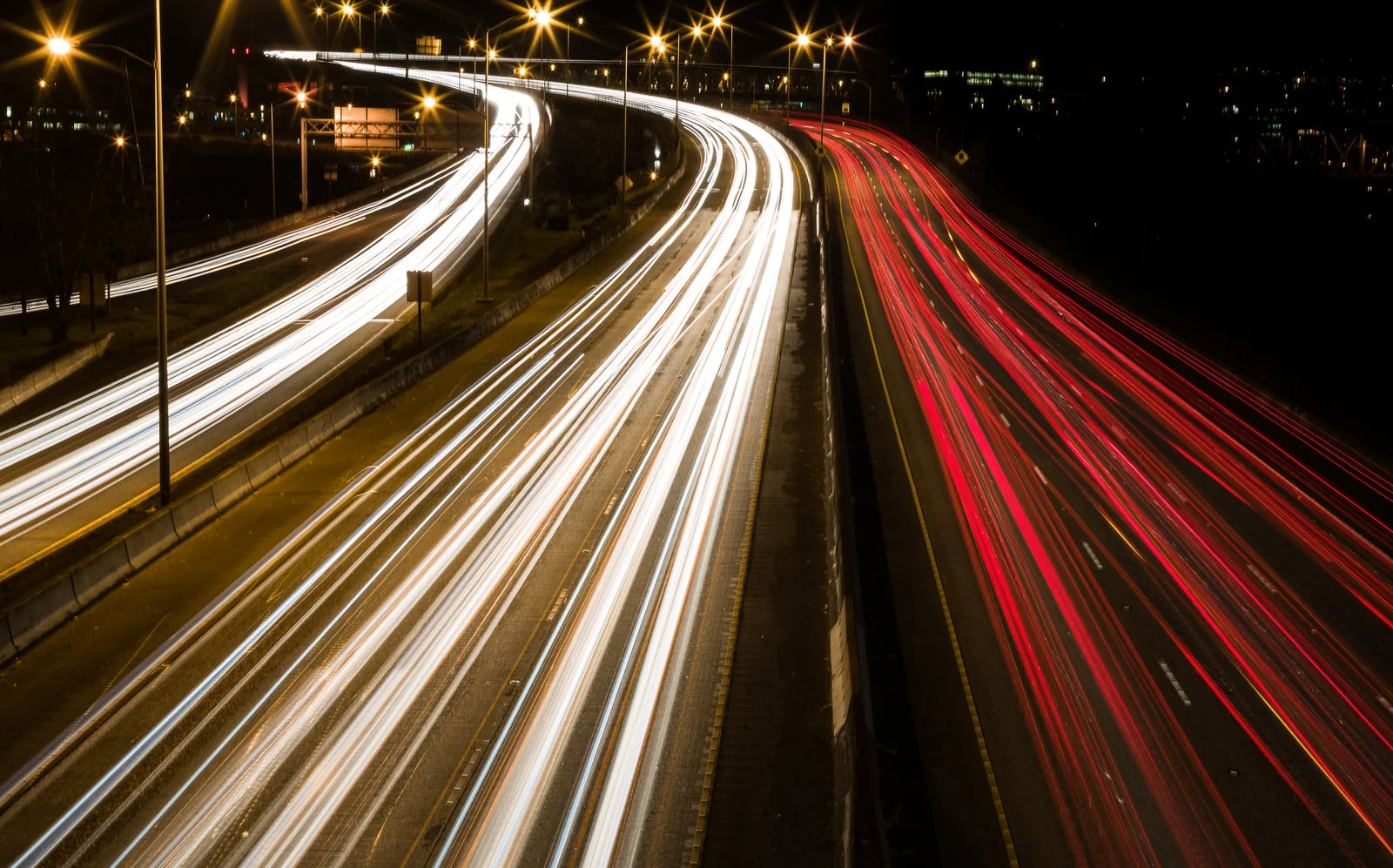 Urban motion from the Morrison Bridge in Portland, Oregon