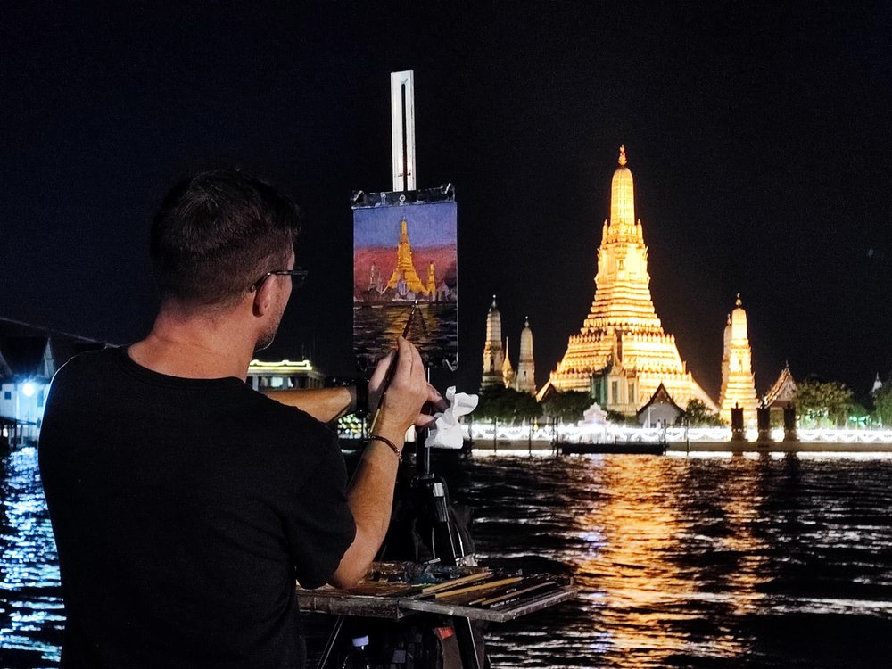 Me painting the Wat Arun temple