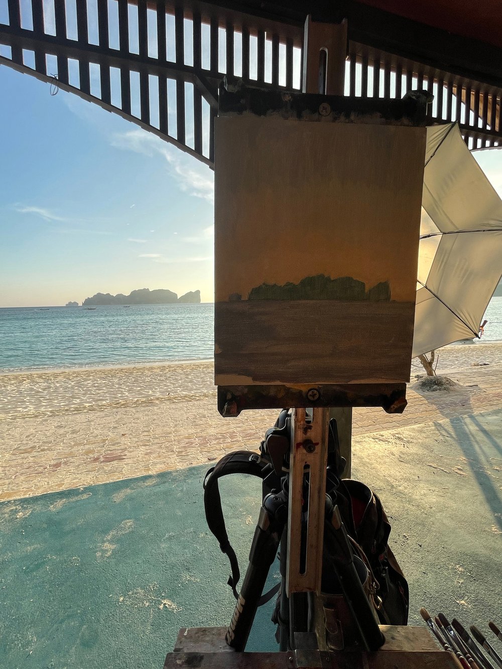 My last sketch of the trip: late afternoon view of Koh Phi Leh