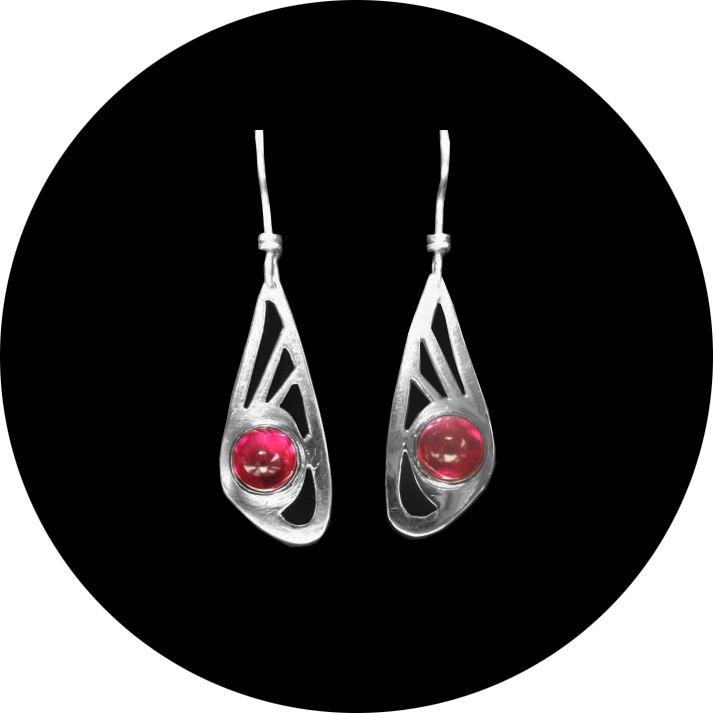 Ruby and Silver Earrings