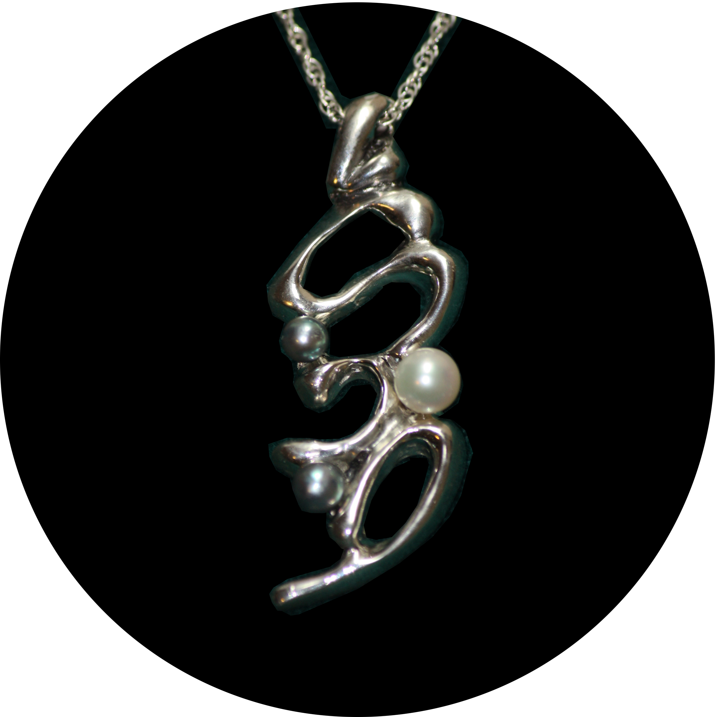 Abstract Pearl Pendant in Sterling Silver